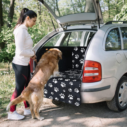 F-color SUV Cargo Liner for Dogs, Upgraded Extra Large Water Resistant Pet Cargo Cover Dog Seat Cover Mat for SUV Sedans Vans with Bumper Flap Protector, Non-Slip, Wear-Proof, Universal Fit, Paw Print - Pawvie
