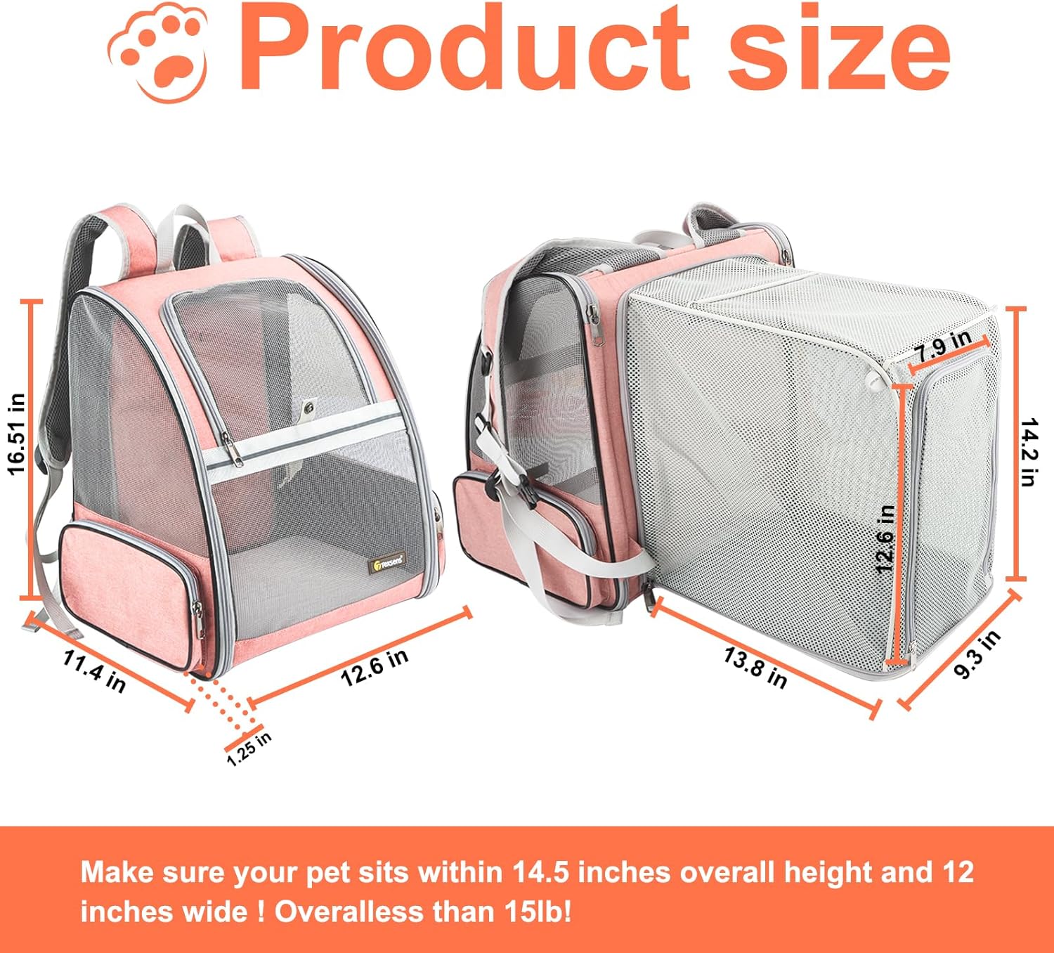 Texsens Innovative Traveler Bubble Backpack Pet Carriers with Upgraded Breathable & Expandable Tent for Cats and Dogs - Pawvie