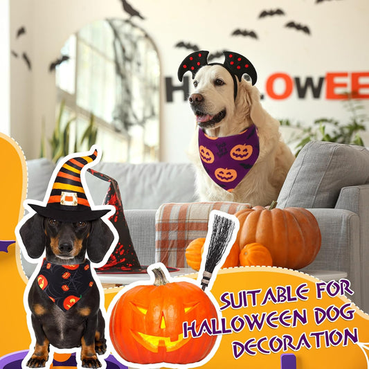 Abbylike 100 Pcs Halloween Dog Bandanas Bulk Pumpkin Bandanas for Dogs Triangle Kerchief Bibs Scarf Set for Pet Halloween Costume Photo Props Accessories Pet Shops, 25 Styles (31.5 x 21.7 x 21.7)