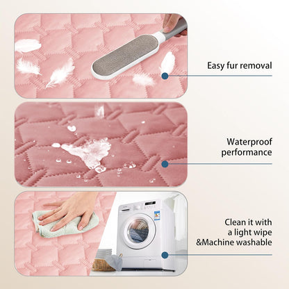 gogobunny 3X Stronger Waterproof Pet Blanket, Scratch Proof Furniture Protector for Dogs Cats, Reversible Cover 82x102 Inch, Dark Pink/Light Pink