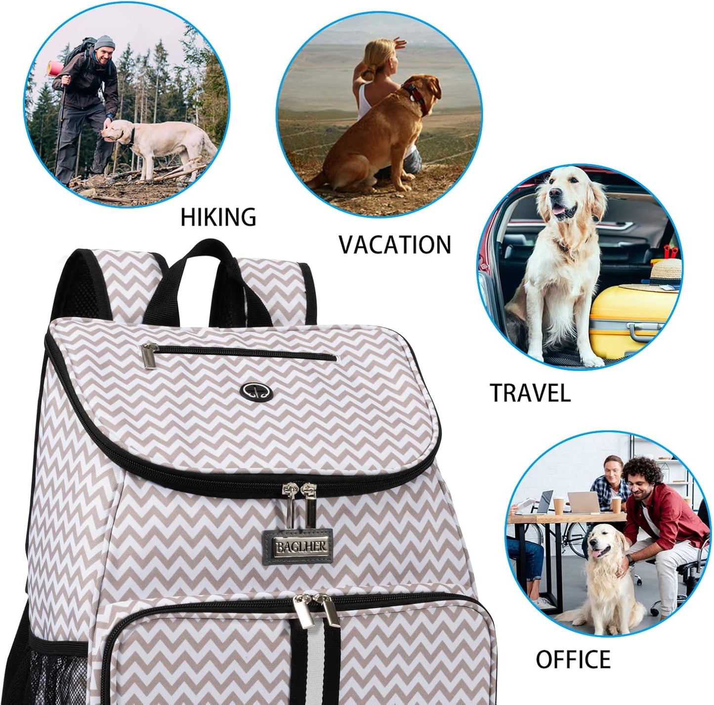 BAGLHER丨Dog Travel Bag, Airline Approved Pet Supplies Backpack, Dog Travel Backpack with 2 Silicone Collapsible Bowls and 2 Food Baskets - Pawvie