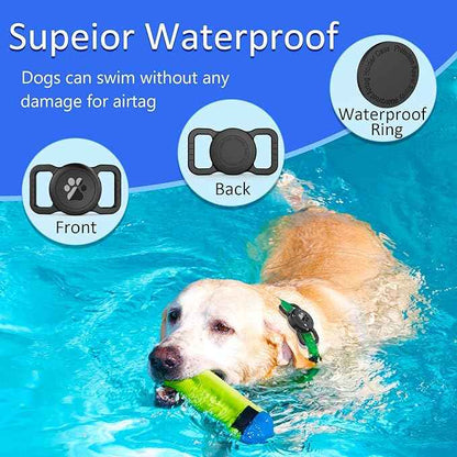 SANKALA Waterproof Airtag Holder for Dog Collar, Lightweight & Durable Silicone Holder for Apple AirTag, Reinforced Anti-Lost, Signal Friendly, Universal Fit Collar Width (0.6-1.3 Inch) - Black
