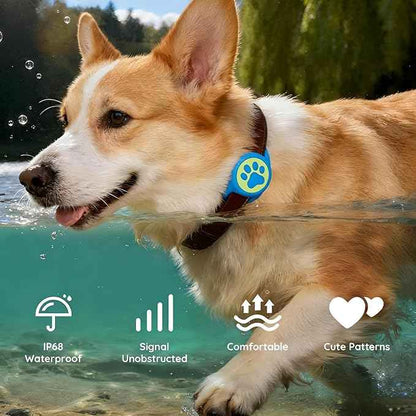 2-Pack Waterproof Airtag Dog Collar Holder for Apple Air Tag, Silicone Dog Airtag Holder for Dogs & Cat Collars (Rosered/Blue Luminous)