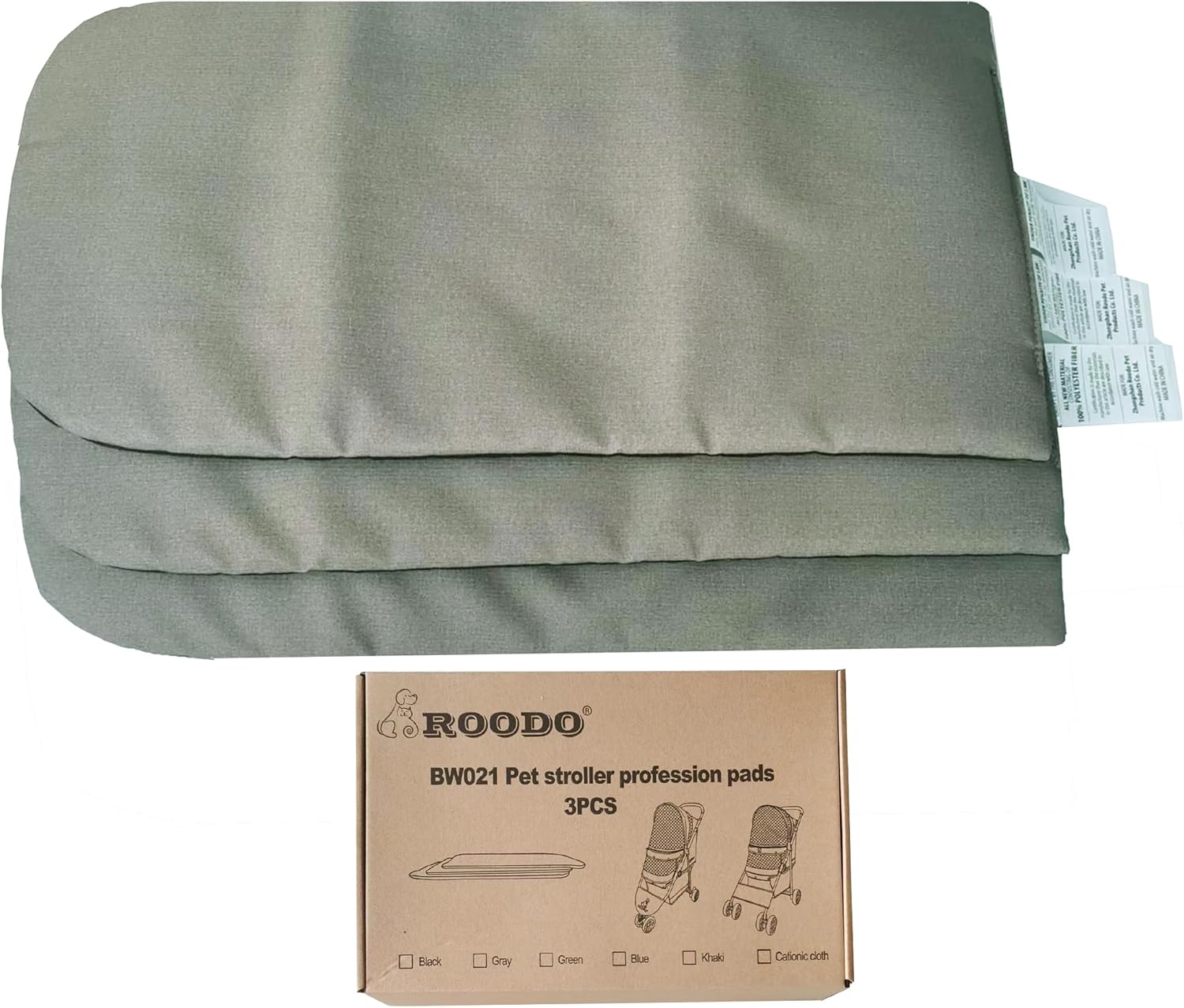 ROODO Pet Stroller Inner Pad for Exclusive Use,Original,Replaceable,Easy to Clean,Set of 3 pc(Cationic ash) - Pawvie