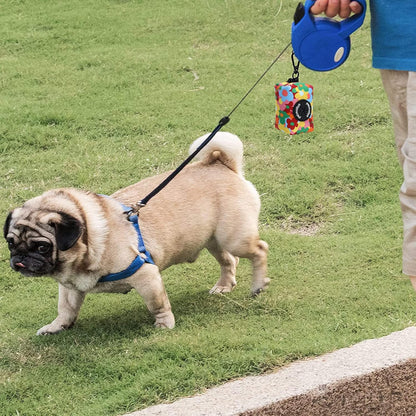 Petmolico Dog Poop Bag Holder Leash Attachment, Pet Waste Bag Dispenser Zippered Pouch, Fits Any Leash, Includes Free Roll of Dog Bags, Poop Bag Dispenser - 2 Pack, Colorful Flowers