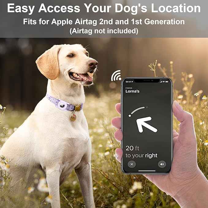 SANKALA Airtag Dog Collar Holder, Waterproof Airtag Case for Dog Collar, TPU & Silicone Full Body Covered Anti-Lost Apple Air Tag Collar Holder Protective Airtag Case for Pet Collar, Purple