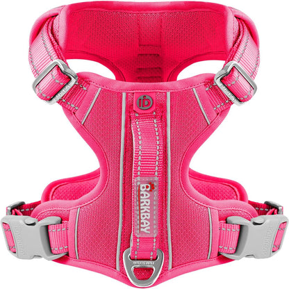BARKBAY Dog Harness No Pull with ID Tag Pocket - Heavy Duty, Reflective, Easy Control for Large Dogs(Pink,XL)