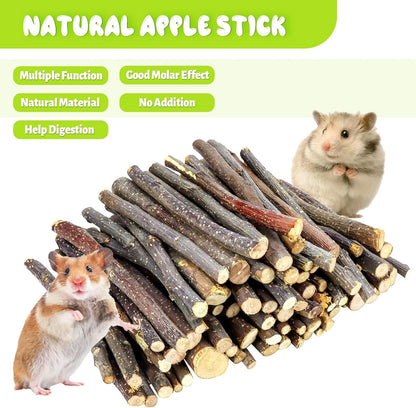 600g Small Apple Sticks Animals Molar Wood Treats Toys for Rabbits Chinchillas Guinea Pig Hamster Gerbil Parrot Bunny Chew Stick Toys Treats, 21.2 OZ
