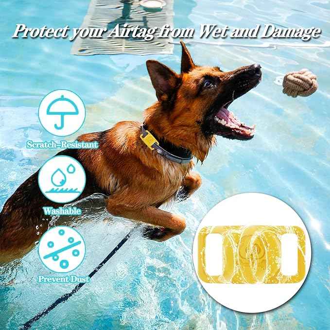 4 Pack Waterproof AirTag Dog Collar Holder Compatible with Apple AirTag, Silicone Hidden Loop Holder for Airtag Tracker, Anti-Lost Dog Collar Air Tag Accessories(Yellow,Pink,Purple,Light Green)
