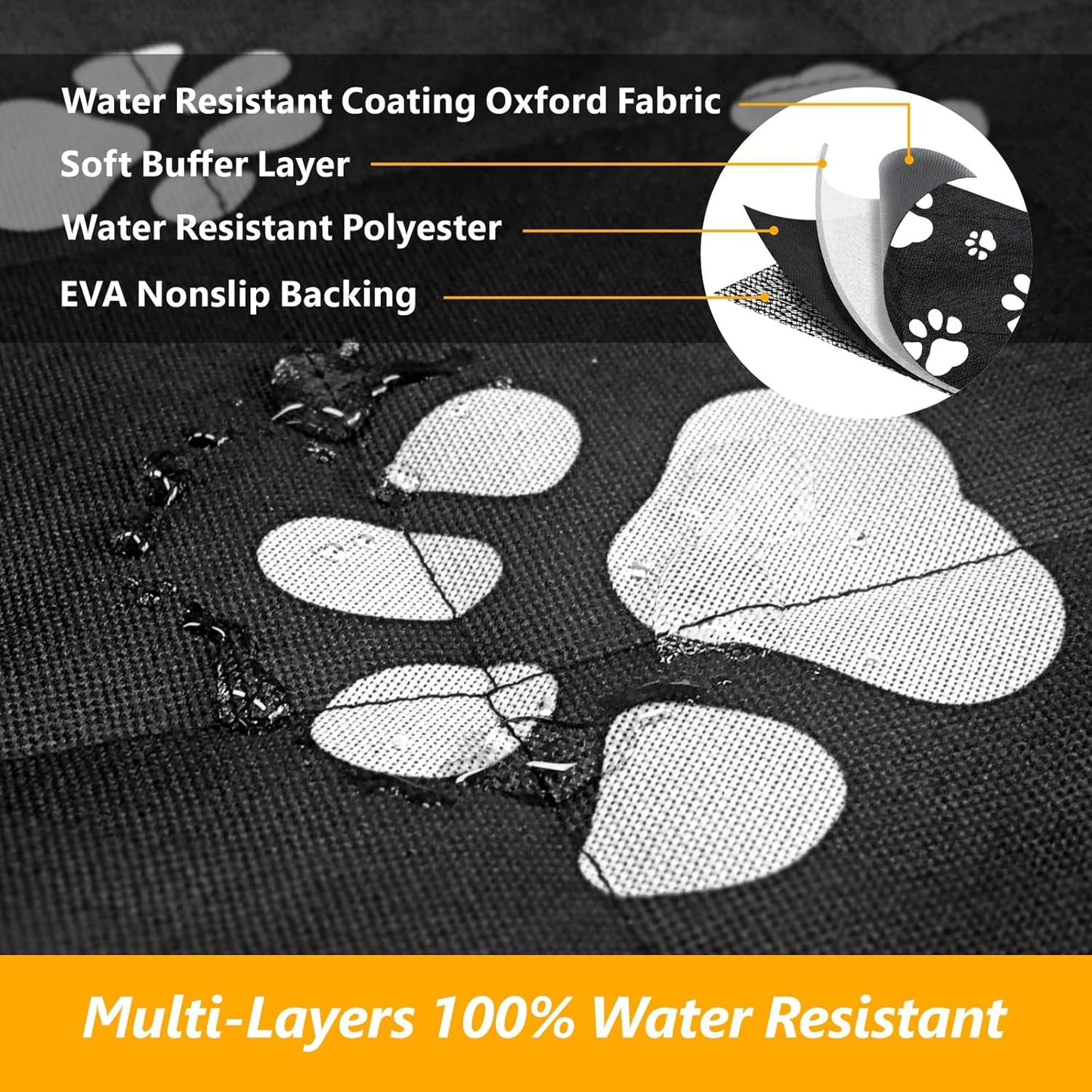 F-color SUV Cargo Liner for Dogs, Upgraded Extra Large Water Resistant Pet Cargo Cover Dog Seat Cover Mat for SUV Sedans Vans with Bumper Flap Protector, Non-Slip, Wear-Proof, Universal Fit, Paw Print - Pawvie