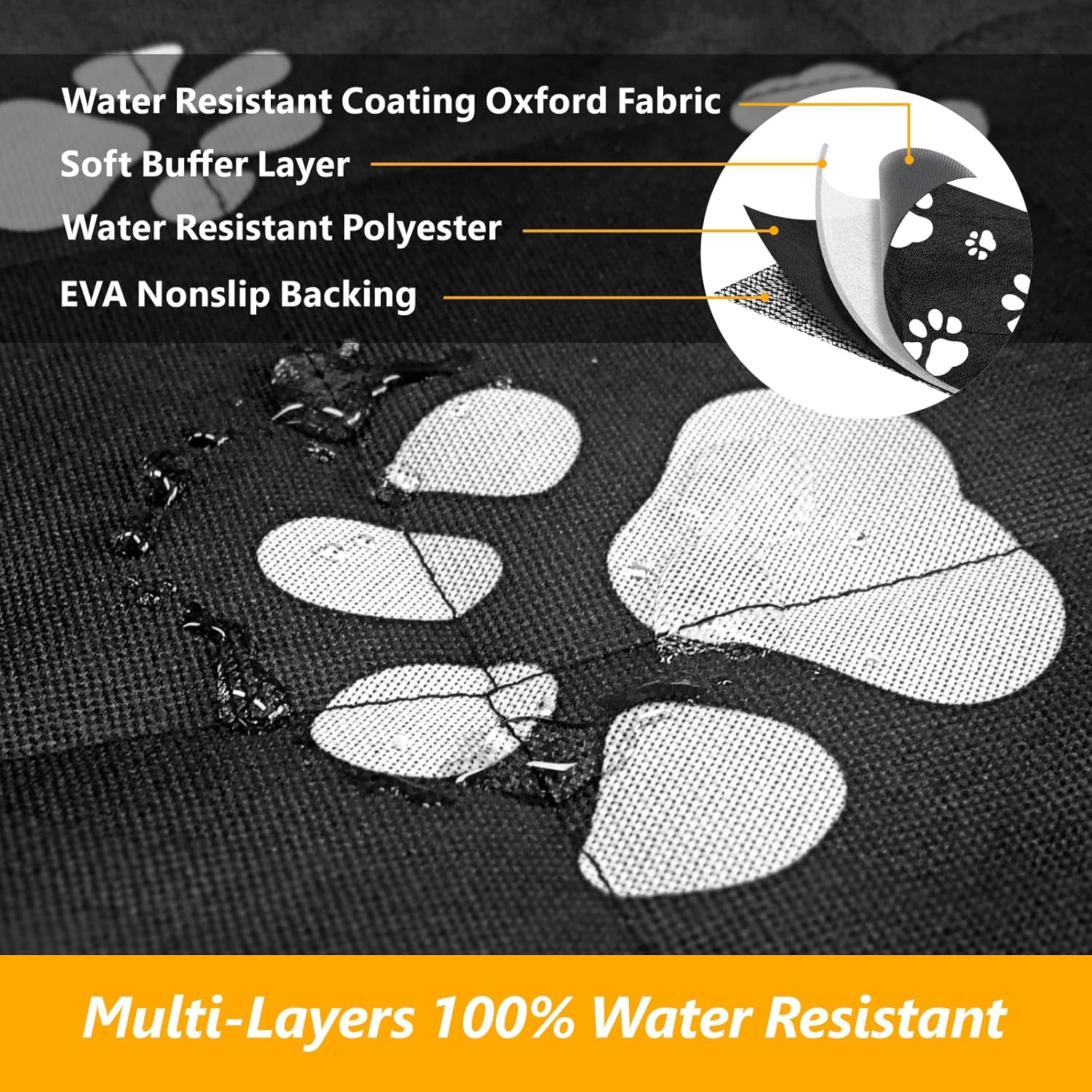F-color SUV Cargo Liner for Dogs, Upgraded Extra Large Water Resistant Pet Cargo Cover Dog Seat Cover Mat for SUV Sedans Vans with Bumper Flap Protector, Non-Slip, Wear-Proof, Universal Fit, Paw Print - Pawvie