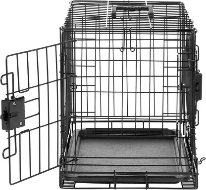 Amazon Basics Durable,Foldable Metal Wire Dog Crate with Tray, Double Door, Divider, 22 x 13 x 16 in, Black
