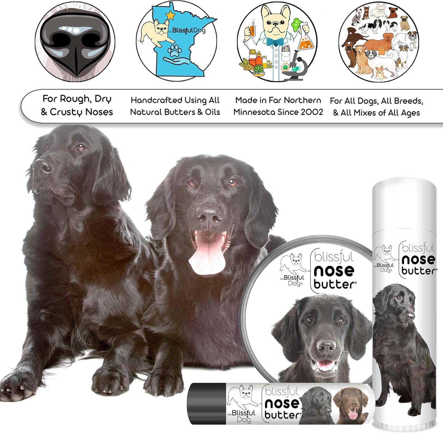 The Blissful Dog Flat-Coat Retriever Unscented Nose Butter - Dog Nose Butter, 4 Ounce