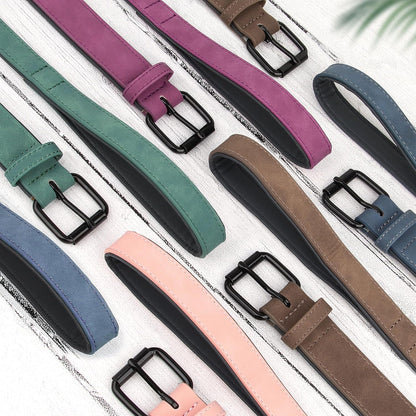 Didog Soft Padded Leather Dog Collar and Leash Set, Heavy Duty Dog Leash and Collar Set with Metal Buckle, Breathable Dog Collars with 4FT Leather Dog Leash for Small Medium Large Dogs, Purple, L