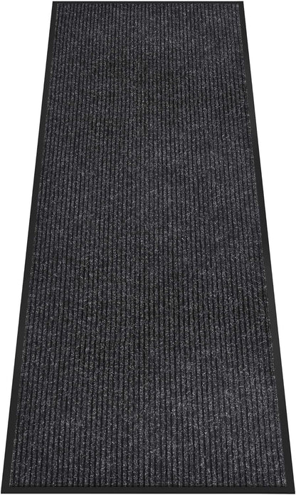 Indoor Outdoor Door Mat, 10' x 3' Doormat for Entryway, Rubber Backing Non Slip Front Door Mat Outside Entrance, Super Absorbent Commercial Floor Mat for Home Office, Black