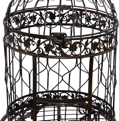 Deco 79 Vintage Metal Free-Standing Birdcage, 14" x 14" x 47", Black