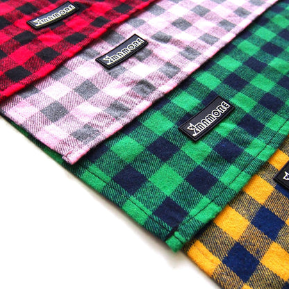 Adjustable Plaid Dog Bandanas,1PC Soft Washable Cotton Triangle Bib Kerchief Scarfs for Small Medium Large Dogs and Cats(Square Yellow, Small)