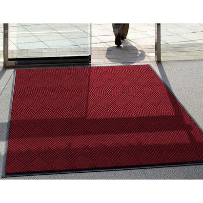 WaterHog Diamond | Commercial-Grade Entrance Mat with Rubber Border – Indoor/Outdoor, Quick Drying, Stain Resistant Door Mat (Red/Black, 4' x 6')