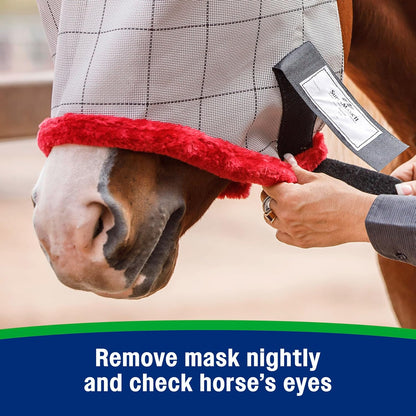 Farnam SuperMask II Fly Mask Without Ears for Larger Horses, Full Face Coverage and Eye Protection from Insect Pests, Structured Classic Styling Mesh with Plush Trim, XL Size