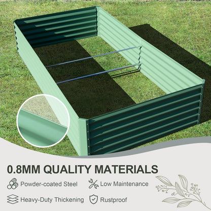 Domi Raised Garden Beds Outdoor, 8x4x1.5Ft Thickening Tall Metal Rectangular Deep Root Box Planter for Vegetables, Flowers, Herbs, and Succulents 1.5" Deep w/ 342 Gallon Capacity - Green