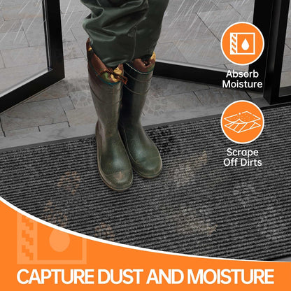 Front Door Mat, 10' x 3' Commercial Floor Mat, Heavy Duty Welcome Mat, Rubber Backing Non Slip Doormat for Entryway