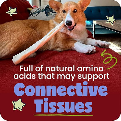 Pawstruck Natural Large Collagen Stick Barbells for Dogs - Vet-Approved Long Lasting Chew Alternative to Rawhide & Bully Sticks, with Glucosamine & Chondroitin - 6 Pack, Packaging May Vary