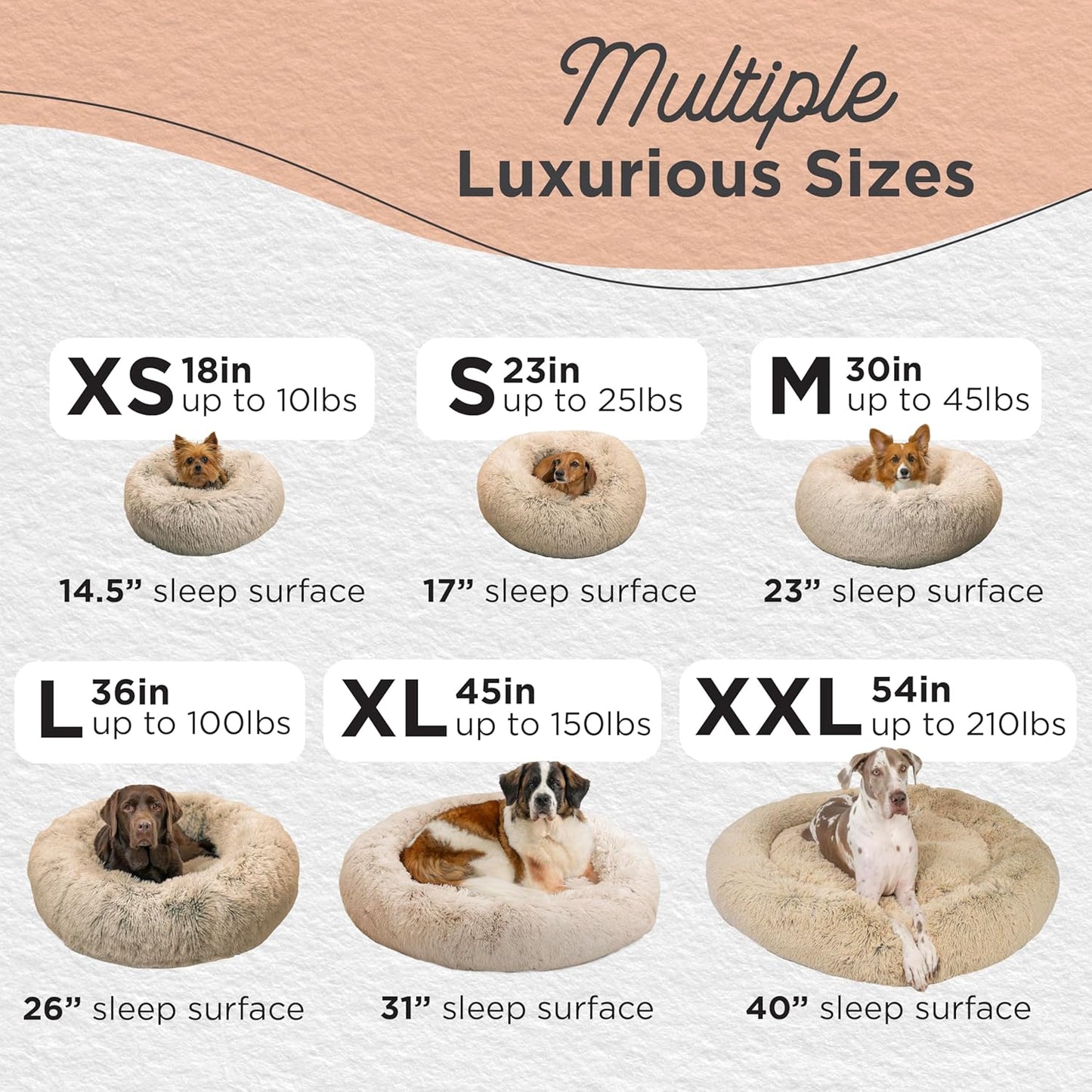 Best Friends by Sheri Original Calming Donut Dog and Cat Bed, Shag Faux Fur, Taupe, XL (45in x 45in) - Anxiety Relief for Pets Up to 150 lbs