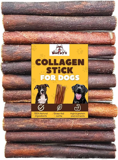 Woofley's 6 Inch Collagen Sticks for Dogs (10 Count) Bully Stick Rawhide Alternative Dog Chews No Hide Bones for Medium & Large Dogs