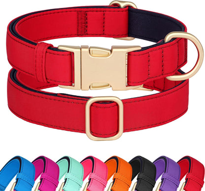 Didog Soft Padded Dog Collars for Medium Dogs, Colorful and Durable Dog Collar with Quick Release Buckle, Light and Breathable for Daily Walking, Red, M