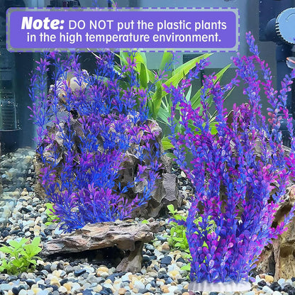 Hamiledyi Aquarium Plastic Plants Aquarium Decor Artificial Fish Tank Plants,Tall Fish Tank Decorations, Extra Large Aquarium Plant 23.6-inch Tall,2PCS（Purple Style B）