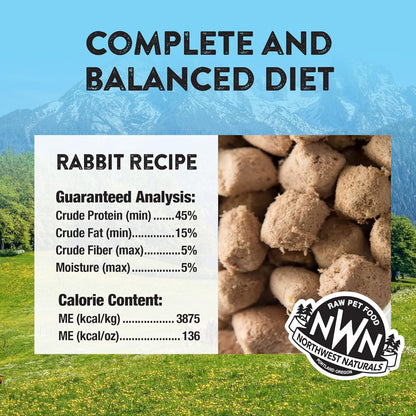 Northwest Naturals Freeze-Dried Rabbit Cat & Kitten Food – Bite-Sized Nibbles – Healthy, Limited, Human-Grade Ingredients, All-Natural, High-Protein Raw Diet – Complete & Balanced, Grain-Free – 11 oz
