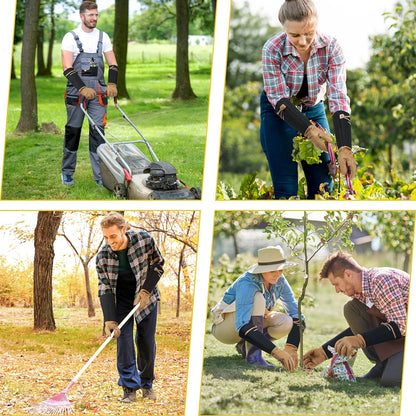 HANDLANDY Long Gardening Gloves for Men & Women, Cowhide Leather Rose Pruning Gloves, Breathable Thorn Proof Gauntlet Glove (Brown-Cowhide, XL)