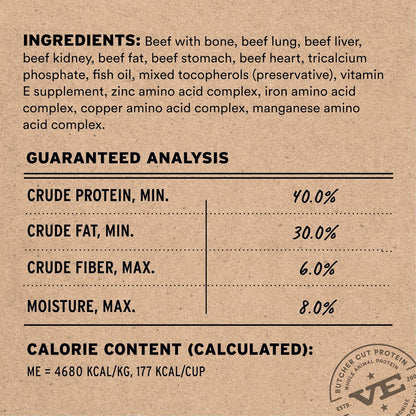 Vital Essentials Freeze-Dried Raw Beef Meal or Mixer Dog Food Soft Nibs | 98% Beef, Organs & Bone | 14 oz