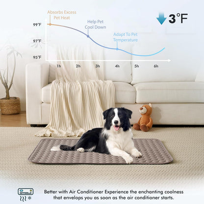 MICROCOSMOS Summer Cooling Mat & Sleeping Pad- Water Absorption Top, EZ Clean, Easy Carry, Materials Safe. Keep Cooling for Pets, Kids and Adults.(Brown, 28" x 22")