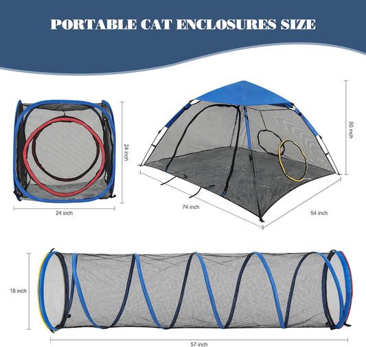 Outdoor Cat Enclosure -Portable Pet Playpen for Outside with Cat Tunnel, Cube Combo,Pet Cage for Cats, Kittens, Dogs and Small Animals