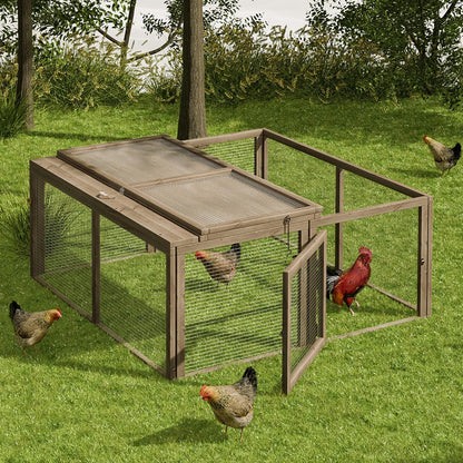 MoNiBloom Foldable Chicken Run Wood Chicken Coop Rabbit Hutch No Assembly Required Indoor/Outdoor Small Animal Nesting Box Portable Habitat Enclosure Spacious Pet Playpen 45.5 x 42.5 x 20 inch Grey