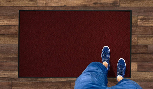 WaterHog Diamond | Commercial-Grade Entrance Mat with Rubber Border – Indoor/Outdoor, Quick Drying, Stain Resistant Door Mat (Red/Black, 3' x 12')