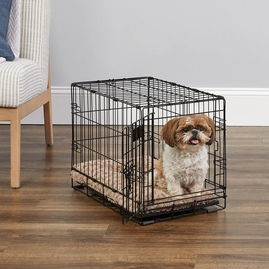 MidWest Homes for Pets 22-Inch iCrate Folding Dog Crate with Divider Panel, Leak-Proof Tray & Secure Latches – Metal Wire Kennel for XS Breeds – Portable, Durable & Easy to Assemble