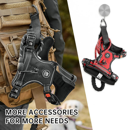 NESTROAD No Pull Dog Harness,Adjustable Oxford Dog Vest Harness with Leash,Reflective No-Choke Pet Harness with Easy Control Soft Handle for Large Dogs(Large,Red)