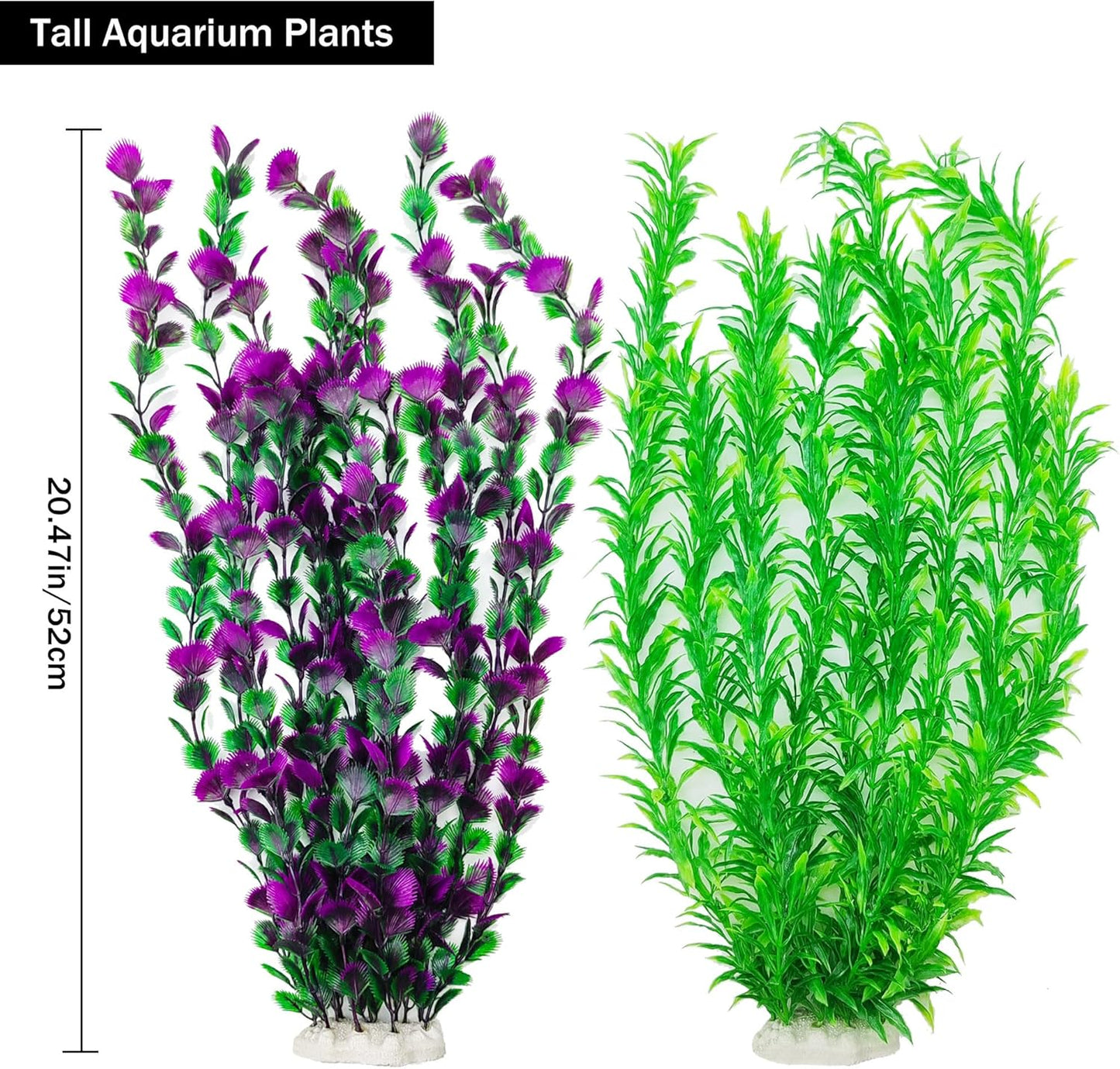 20.47 Inch Tall Aquarium Plants – Large Lifelike Artificial Fish Tank Decorations, 2 Pcs Fish Tank Plants Plastic，Durable & Safe for Freshwater/Saltwater Aquariums (Green (Style D))