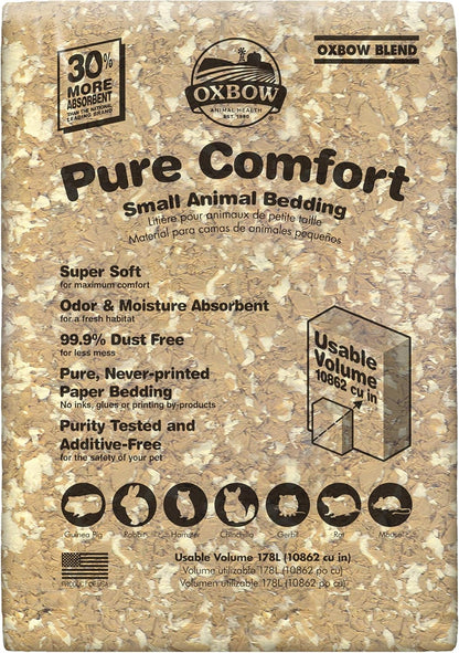 Oxbow Pure Comfort Bedding, Rabbit, Hamster, & Guinea Pig Bedding, Bunny Supplies for Litter Box, Pet Safe, Bunny Litter Box, Guinea Pig Cage, 99.9% Non-Dust, Blended, 178 Liter Bag