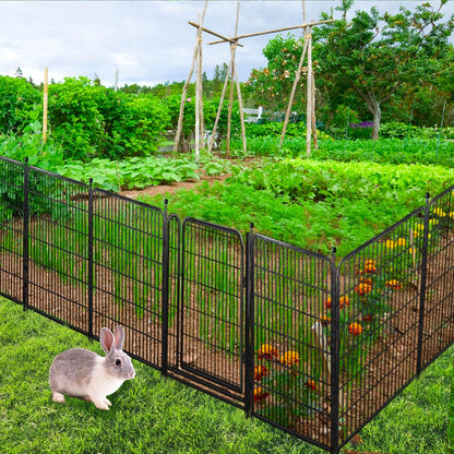 Tall Garden Fence,Wide Gate Low Threshold Fence for Garden, 32in(H) 4 Panels Total 8.9 Ft(L) Animal Barrier Fence, Flower Bed Fencing, Dog Fences Outdoor for Yard