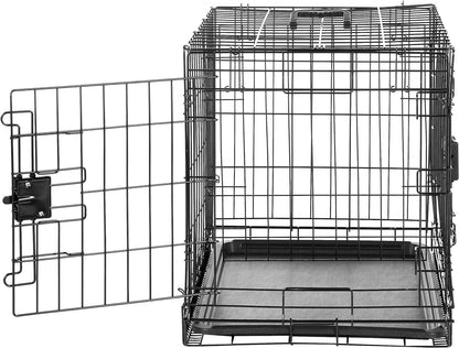 Amazon Basics Durable,Foldable Metal Wire Dog Crate with Tray, Double Door, Divider, 24 x 18 x 20 in, Black