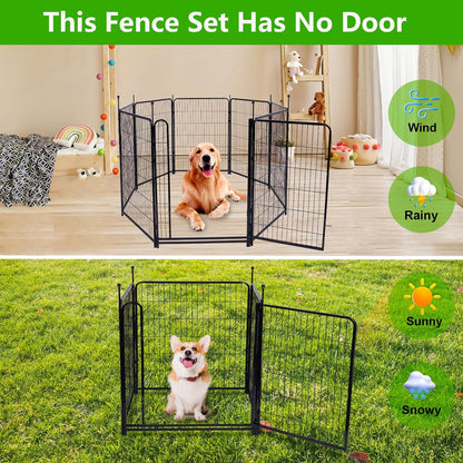 Doorless Dog Digging Fence Barrier,56in(H) 10 Panels Total 22.1 Ft(L), Black Metal Fencing for Yard 4.6ft Tall, Dog Fence Outdoor for Yard, Fences for Garden Beds, Garden Fencing Border