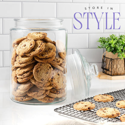 2-Gallon Tall Glass Cookie Jar with Airtight Lid – Large Kitchen Canister for Cookies, Sugar, Flour, and Dog Treats