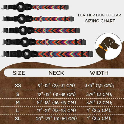 AirTag Dog Collar with Metal Buckle - Printed Nylon Soft Leather Dog Collar with Apple AirTag Holder - Secure Tracking GPS Pet Collars for Girl Boy Small Large Dogs (XL, 20"-25" Neck Fit, Arrows)