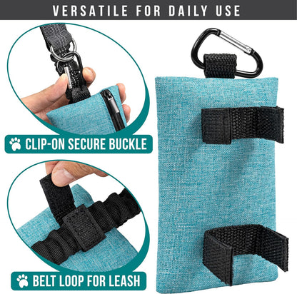 PetAmi Dog Poop Bag Holder for Leash, Dog Waste Bag Dispenser with Clip, Doggy Walking Accessories with Trash Bag Roll, Blue 1 Pack