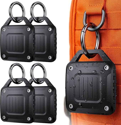 DDJ 4-Pack IPX8 Waterproof for AirTag Holder Case Keychain, Screw Lock - Rugged Case for Apple AirTags 1st & 2nd Generation with Key Ring, Durable Air TagHolder for Dog Collar/Luggage/Key/Backpack