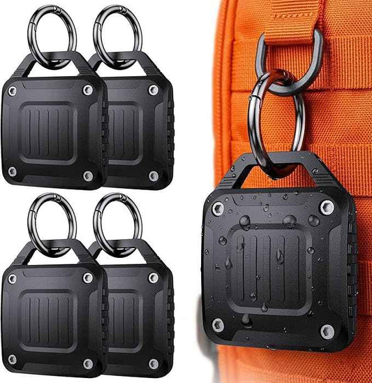 DDJ 4-Pack IPX8 Waterproof for AirTag Holder Case Keychain, Screw Lock - Rugged Case for Apple AirTags 1st & 2nd Generation with Key Ring, Durable Air TagHolder for Dog Collar/Luggage/Key/Backpack