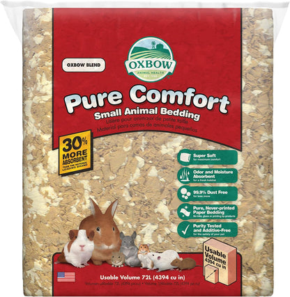 Oxbow Animal Health Pure Comfort Bedding, Rabbit, Hamster, & Guinea Pig Bedding, Bunny Supplies for Litter Box, Pet Safe, Low Dust, Blend, 72 Liter Bag